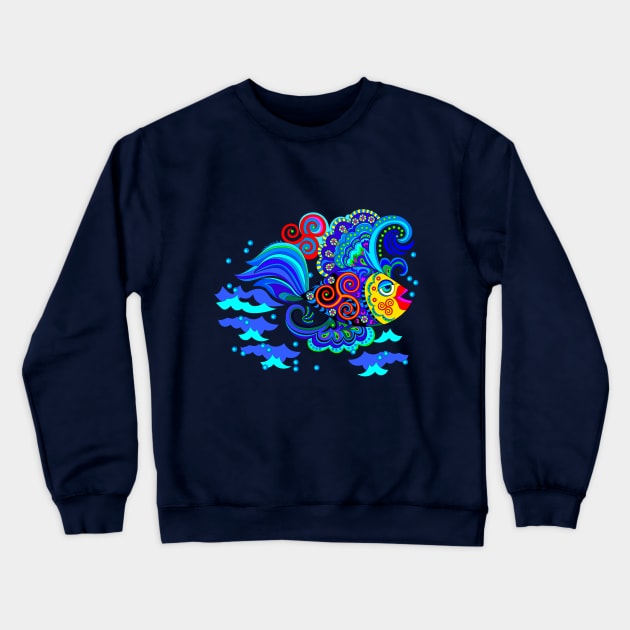 Fantastic fish with Celtic ornament Crewneck Sweatshirt by Artist Natalja Cernecka